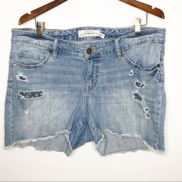 torrid Pants - Torrid Distressed Denim Cut Off Shorts